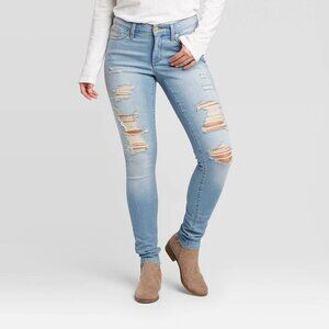 Universal Thread Jeans Mid Rise Distressed Skinny Raw Hem